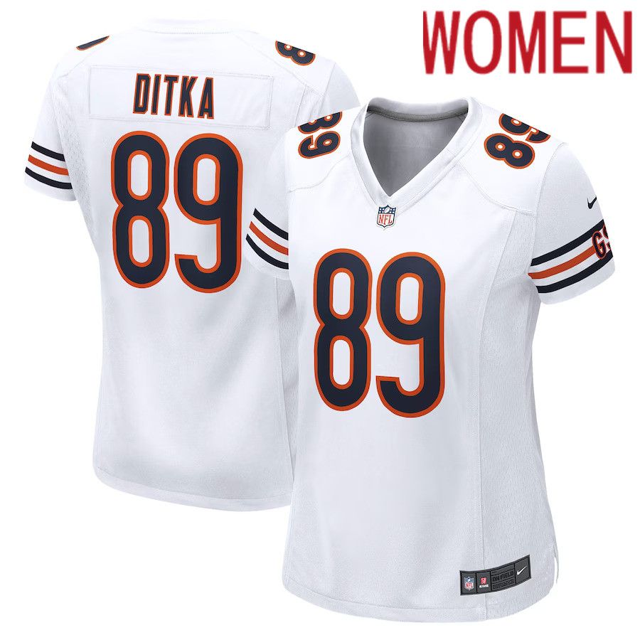 Women Chicago Bears #89 Mike Ditka Nike White Retired Game NFL Jersey->women nfl jersey->Women Jersey